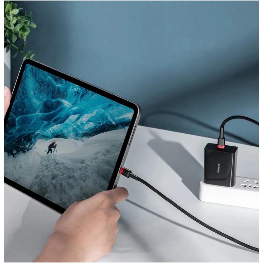 Кабель Baseus Cafule Flash Charging USB Type-C - USB Type-C (M/M), PD 2.0, 100W, 2 м, Grey/Black (CATKLF-ALG1) - мініатюра 10