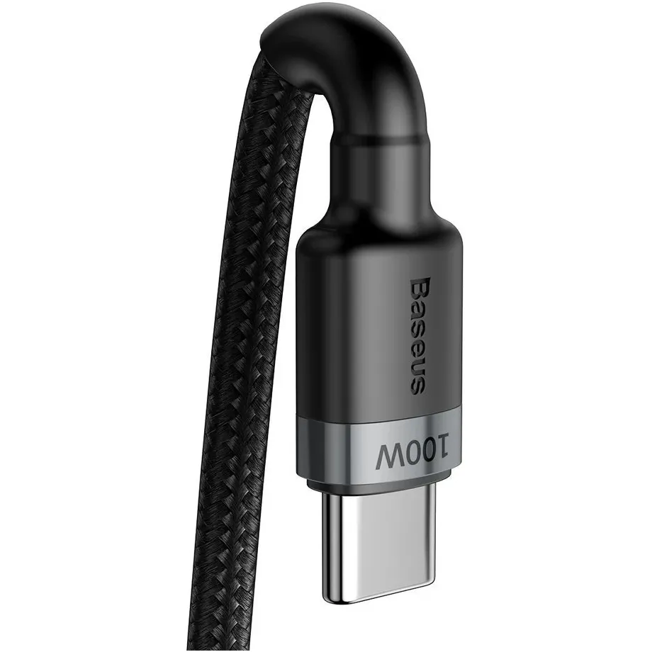 Кабель Baseus Cafule Flash Charging USB Type-C - USB Type-C (M/M), PD 2.0, 100W, 2 м, Grey/Black (CATKLF-ALG1) - мініатюра 3