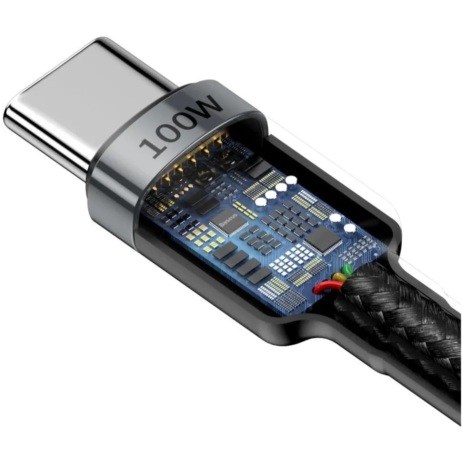 Кабель Baseus Cafule Flash Charging USB Type-C - USB Type-C (M/M), PD 2.0, 100W, 2 м, Grey/Black (CATKLF-ALG1) - мініатюра 4