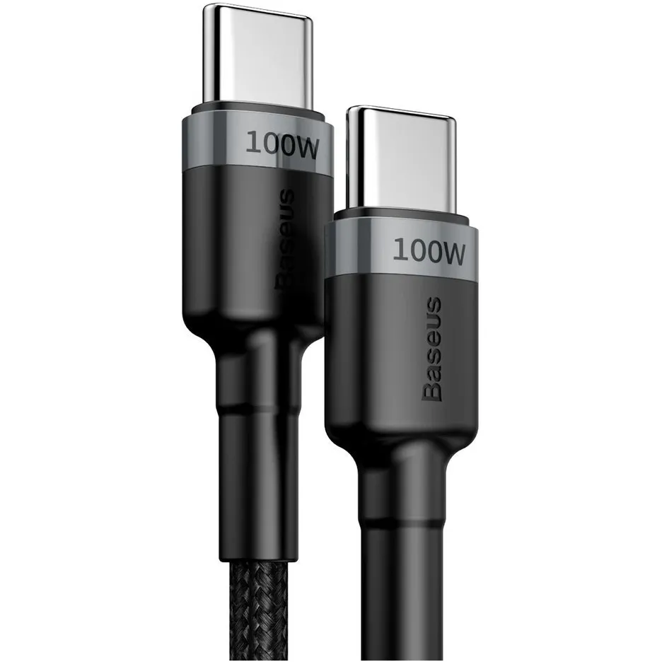Кабель Baseus Cafule Flash Charging USB Type-C - USB Type-C (M/M), PD 2.0, 100W, 2 м, Grey/Black (CATKLF-ALG1) - мініатюра 5