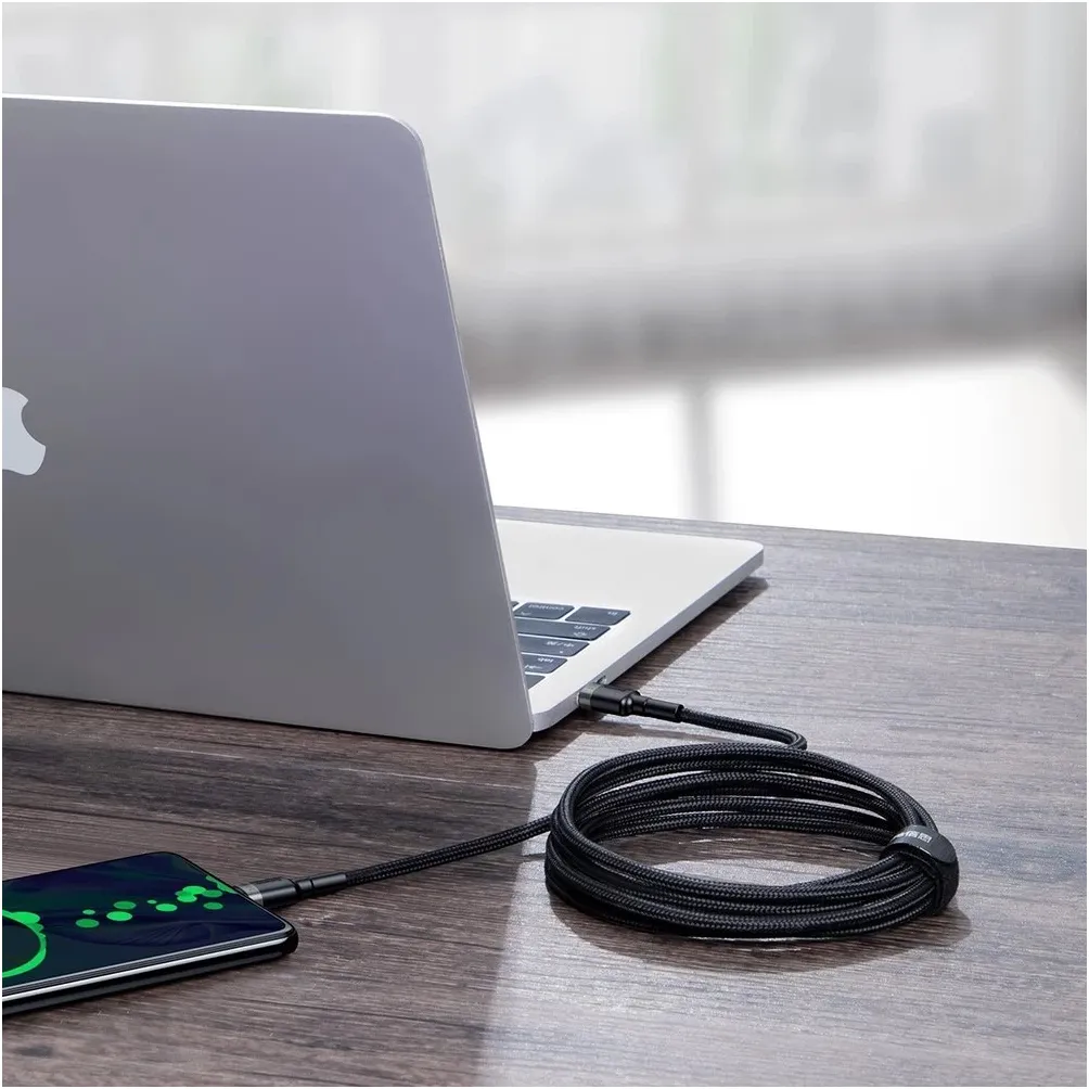 Кабель Baseus Cafule Flash Charging USB Type-C - USB Type-C (M/M), PD 2.0, 100W, 2 м, Grey/Black (CATKLF-ALG1) - мініатюра 8