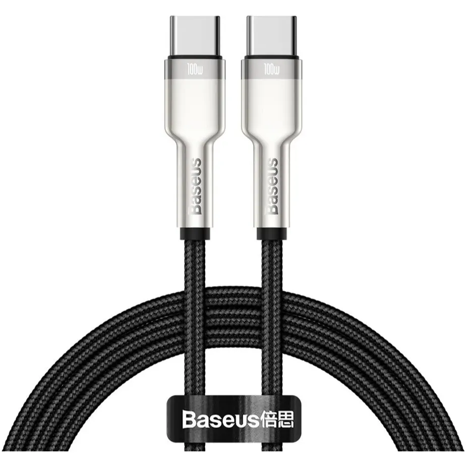 Кабель Baseus Cafule Metal USB Type-C - USB Type-C (M/M), 100W, 2 м, Black (CATJK-D01) - зображення 1