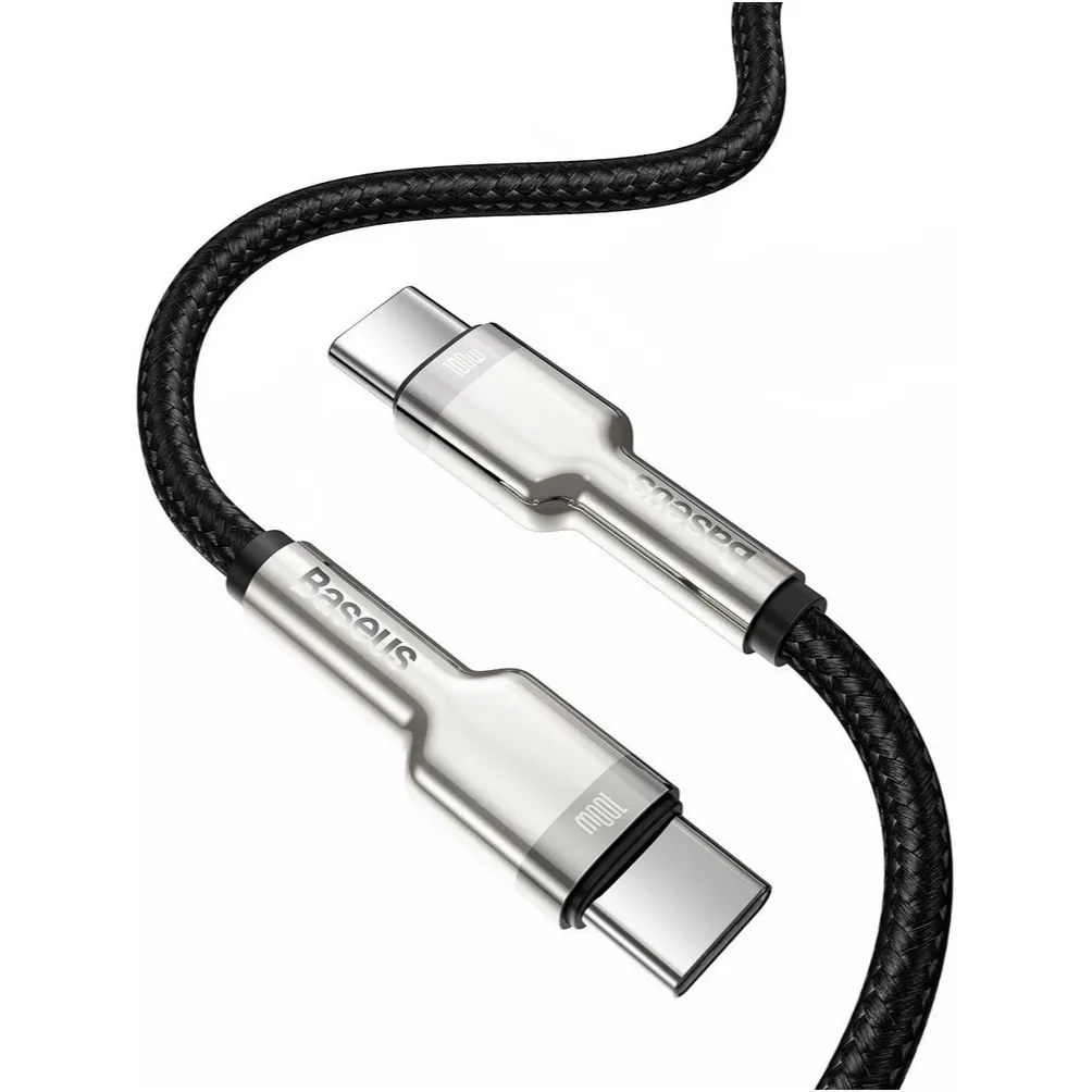 Кабель Baseus Cafule Metal USB Type-C - USB Type-C (M/M), 100W, 2 м, Black (CATJK-D01) - мініатюра 2
