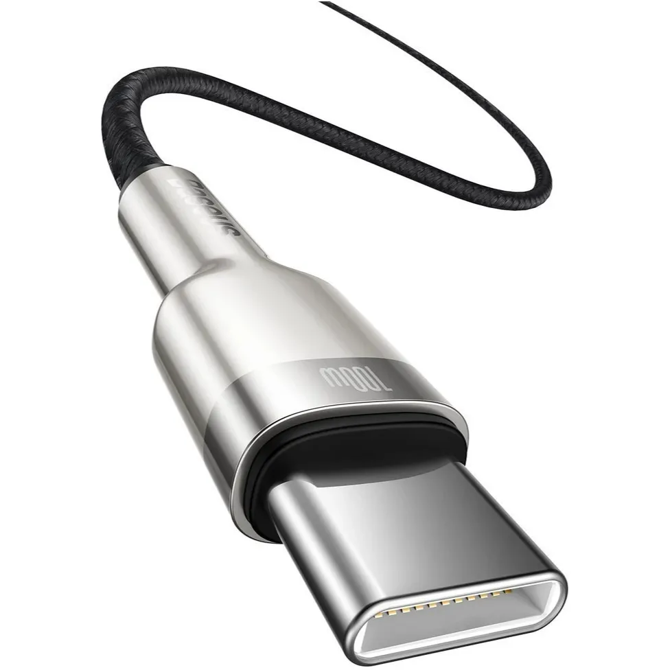 Кабель Baseus Cafule Metal USB Type-C - USB Type-C (M/M), 100W, 2 м, Black (CATJK-D01) - мініатюра 4