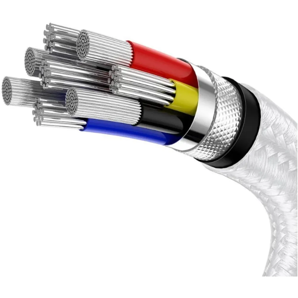 Кабель Baseus Cafule Metal USB Type-C - USB Type-C (M/M), 100W, 1 м, White (CATJK-C02) - мініатюра 5