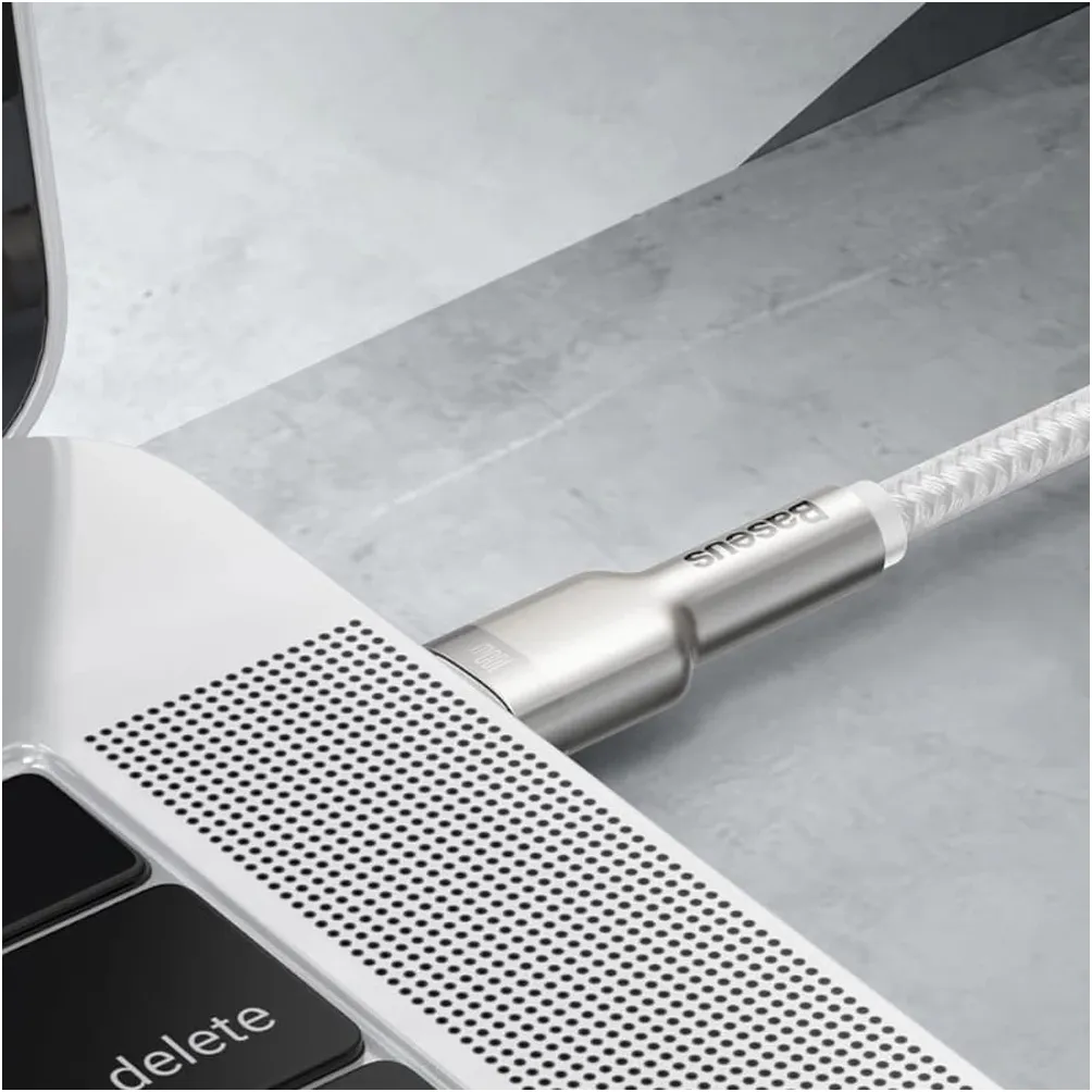 Кабель Baseus Cafule Metal USB Type-C - USB Type-C (M/M), 100W, 1 м, White (CATJK-C02) - мініатюра 8