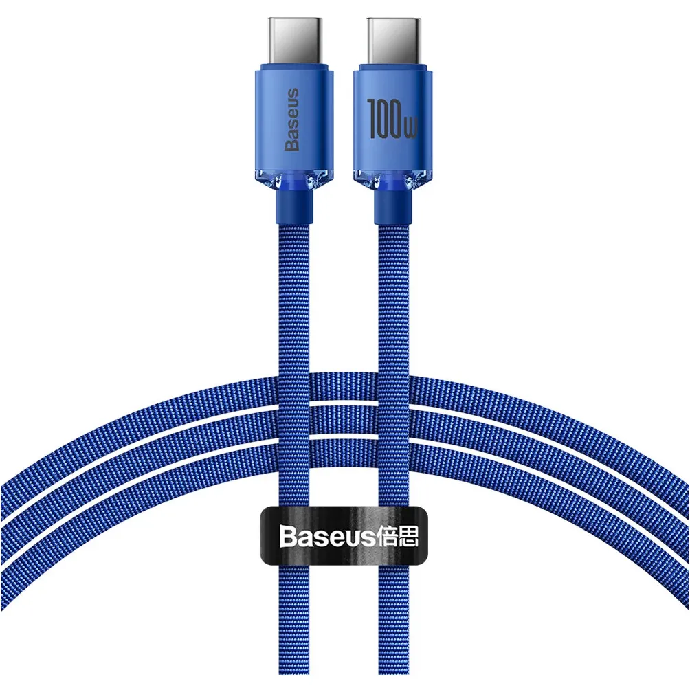Кабель Baseus Crystal Shine Series Fast Charging USB Type-C - USB Type-C (M/M), 100W, 2 м, Blue (CAJY000703) - зображення 1