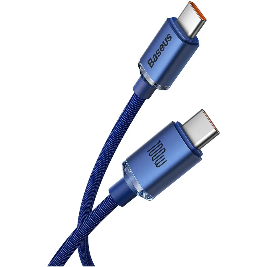 Кабель Baseus Crystal Shine Series Fast Charging USB Type-C - USB Type-C (M/M), 100W, 2 м, Blue (CAJY000703) - мініатюра 2