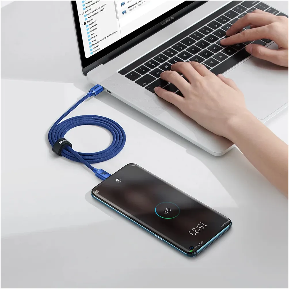 Кабель Baseus Crystal Shine Series Fast Charging USB Type-C - USB Type-C (M/M), 100W, 2 м, Blue (CAJY000703) - мініатюра 6