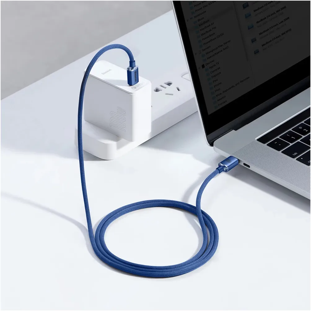 Кабель Baseus Crystal Shine Series Fast Charging USB Type-C - USB Type-C (M/M), 100W, 2 м, Blue (CAJY000703) - мініатюра 7