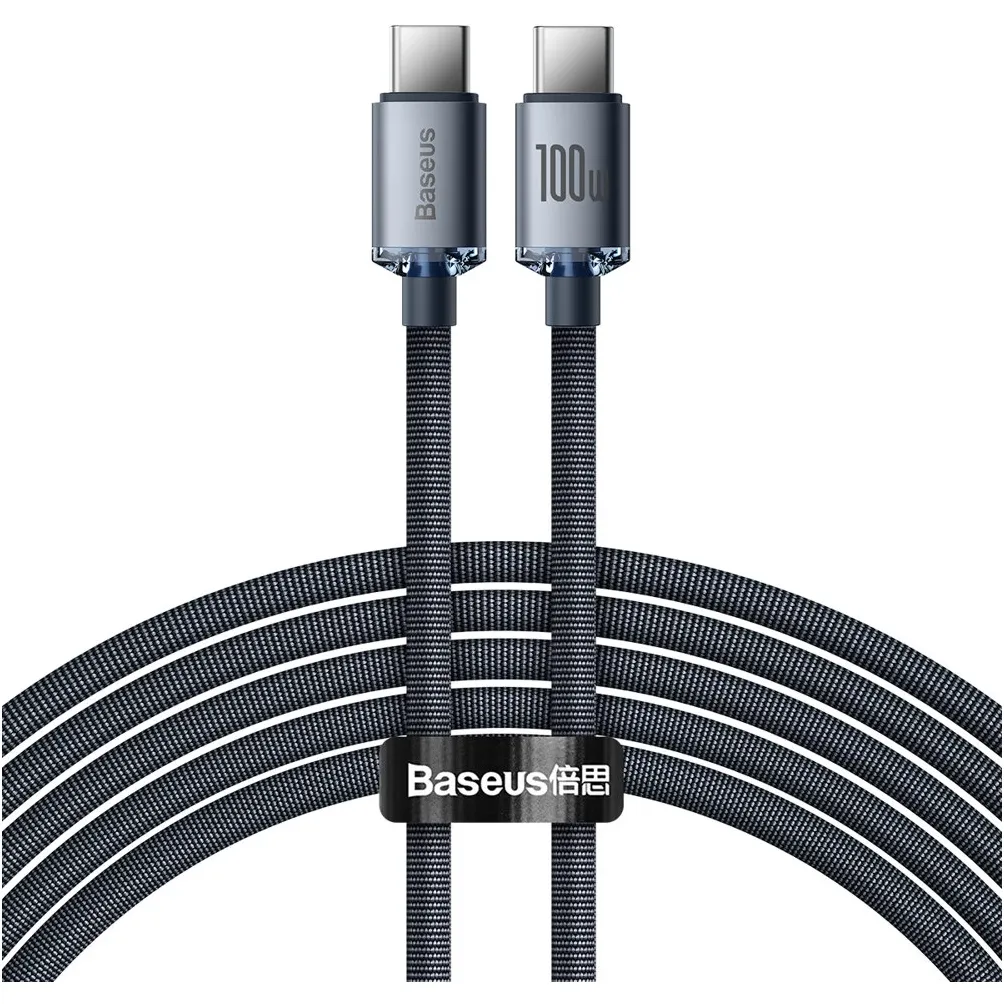 Кабель Baseus Crystal Shine Series Fast Charging USB Type-C - USB Type-C (M/M), 100W, 2 м, Black (CAJY000701) - зображення 1