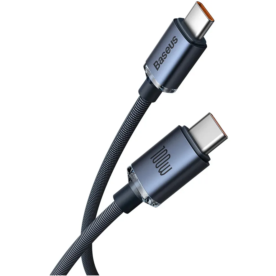 Кабель Baseus Crystal Shine Series Fast Charging USB Type-C - USB Type-C (M/M), 100W, 2 м, Black (CAJY000701) - мініатюра 2