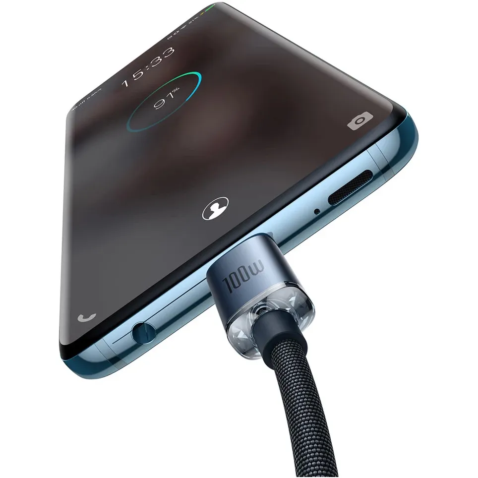Кабель Baseus Crystal Shine Series Fast Charging USB Type-C - USB Type-C (M/M), 100W, 2 м, Black (CAJY000701) - мініатюра 4