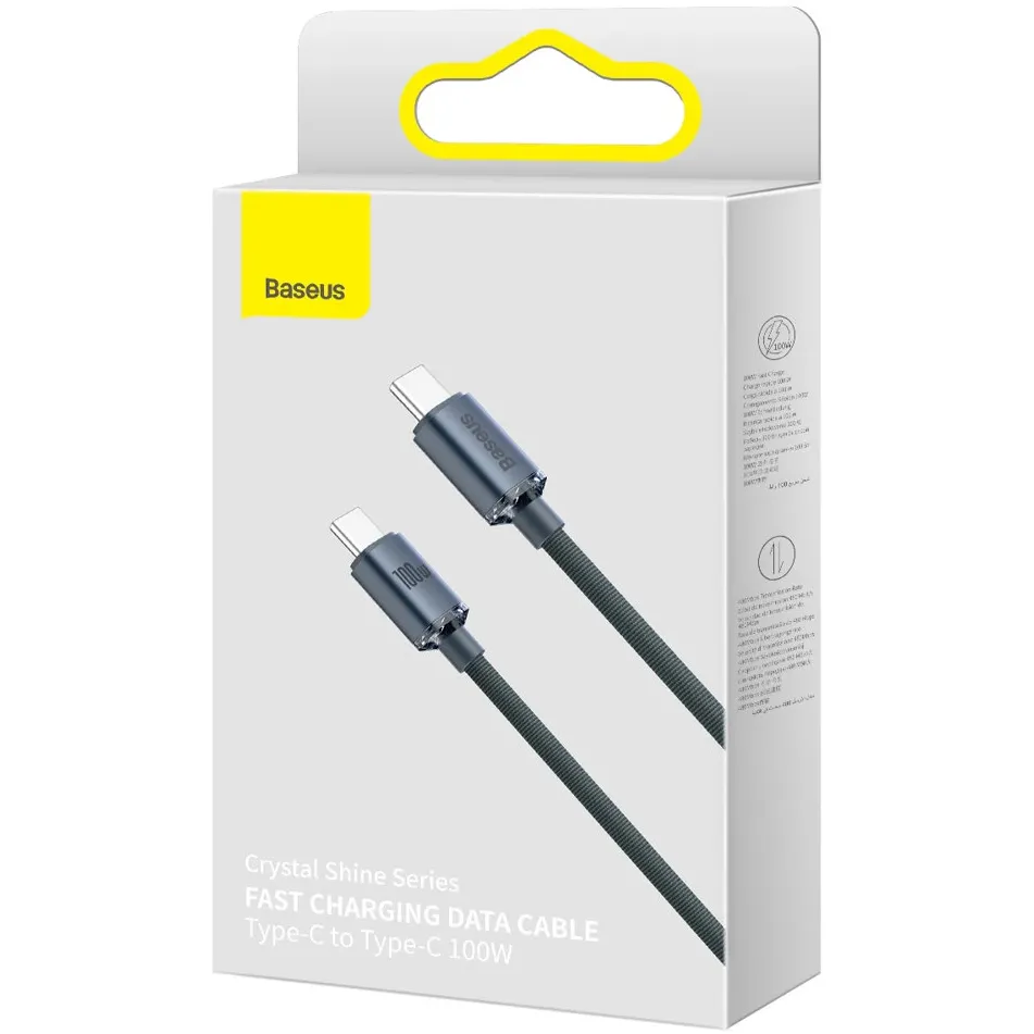 Кабель Baseus Crystal Shine Series Fast Charging USB Type-C - USB Type-C (M/M), 100W, 2 м, Black (CAJY000701) - мініатюра 9
