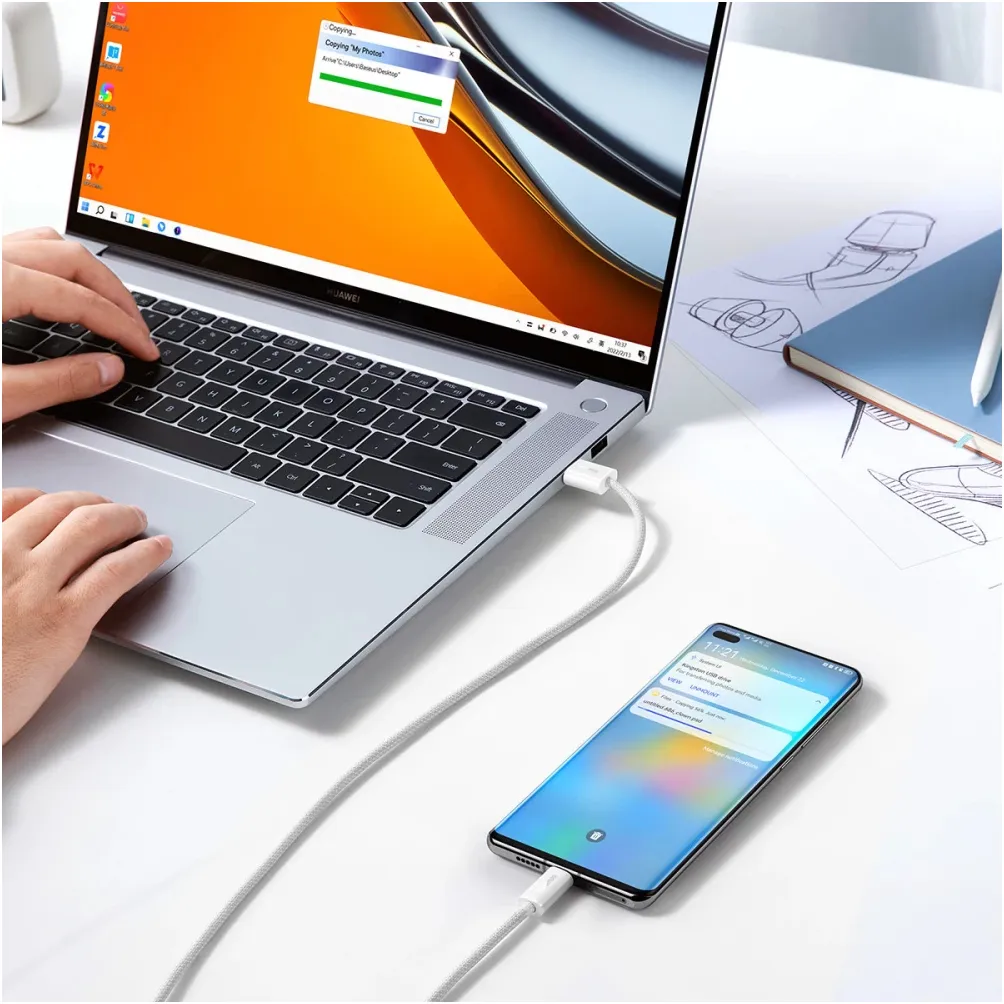 Кабель Baseus Dynamic Series Fast Charging USB Type-A - USB Type-C (M/M), 100W, 2 м, White (CALD000702) - мініатюра 8