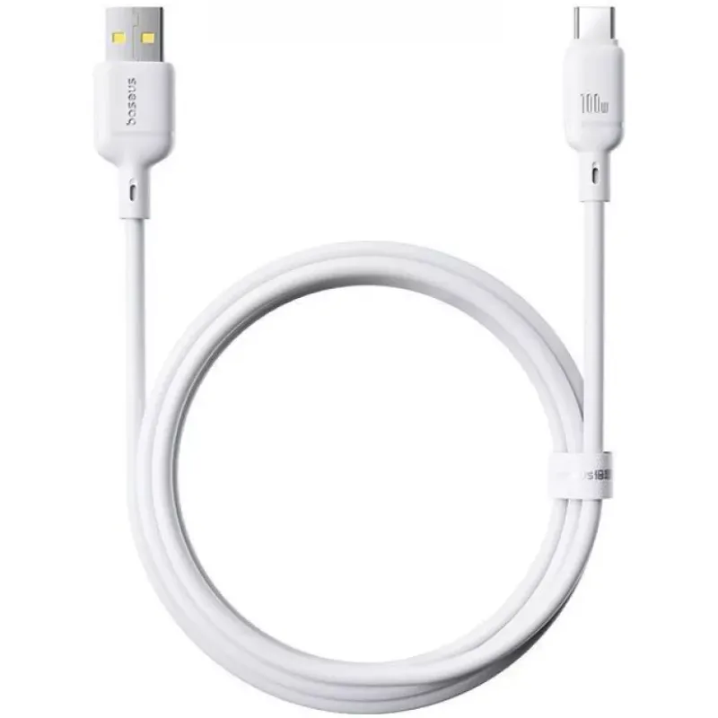 Кабель Baseus Silky Series Fast Charging USB Type-A - USB Type-C (M/M), 100W, 2 м, White (P10377703213-01) - мініатюра 4