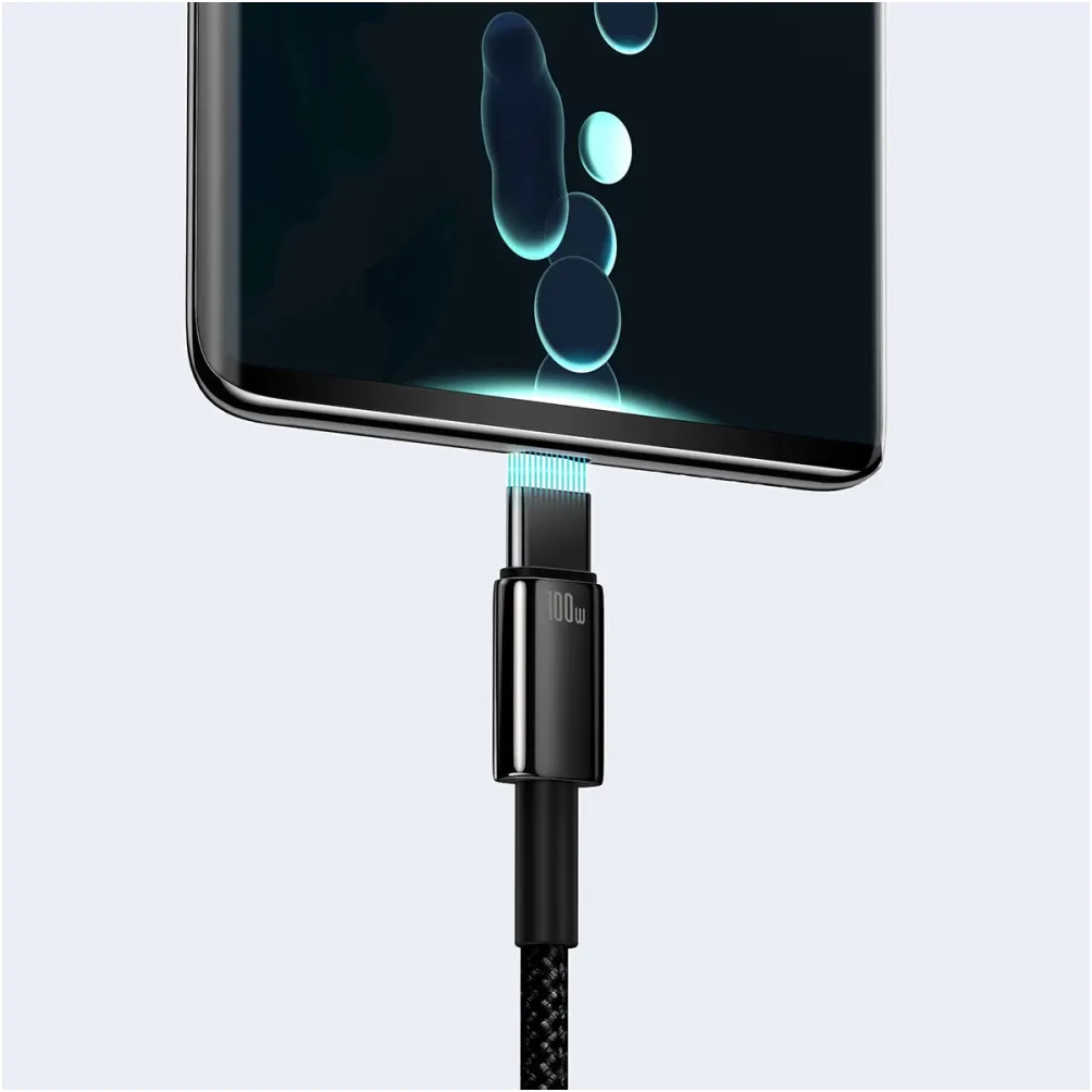 Кабель Baseus Tungsten Gold Fast Charging Data USB Type-A - USB Type-C (M/M), 100W, 2 м, Black (CAWJ000101) - мініатюра 11