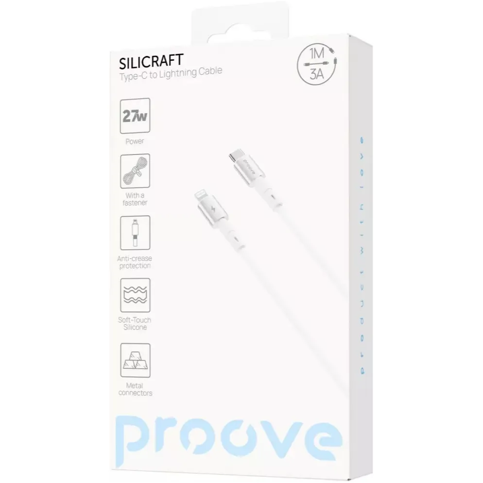 Кабель Proove Silicraft USB Type-C to Lightning 27W 1 м, White (CCSC27002102) - мініатюра 2