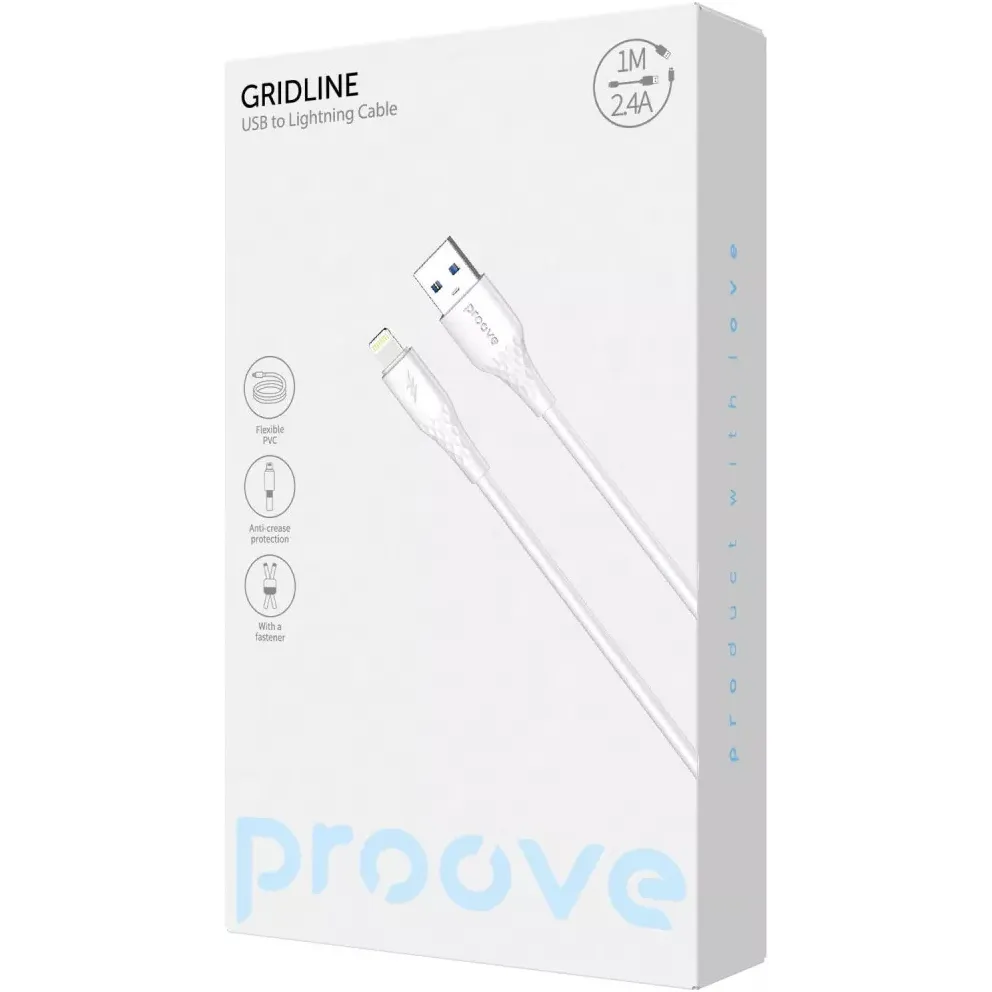 Кабель Proove GridLine USB-A to Lightning 12W 1 м, White (CCGL12001102) - мініатюра 3
