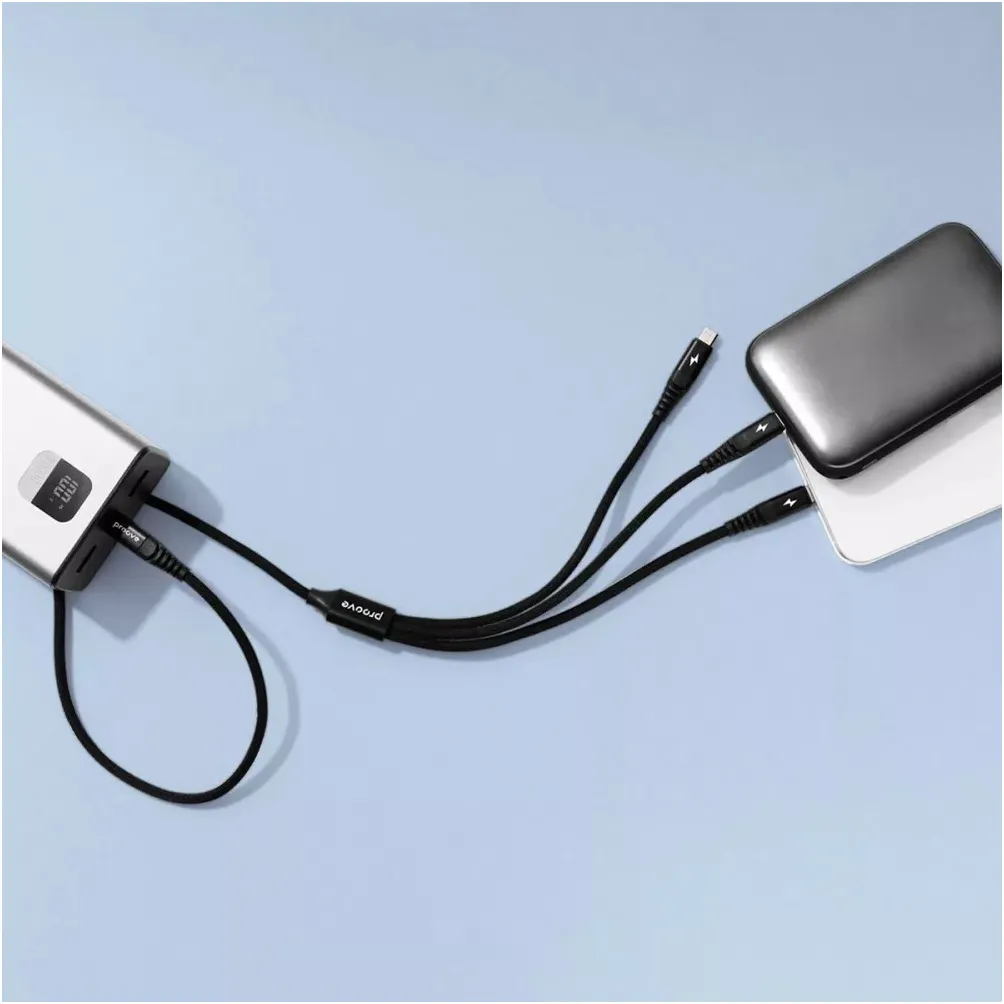 Кабель Proove Hydra 3 in 1 USB Type-C to Type-C + Micro USB + Lightning 15W 1 м, Black (CCHY15012101) - мініатюра 2