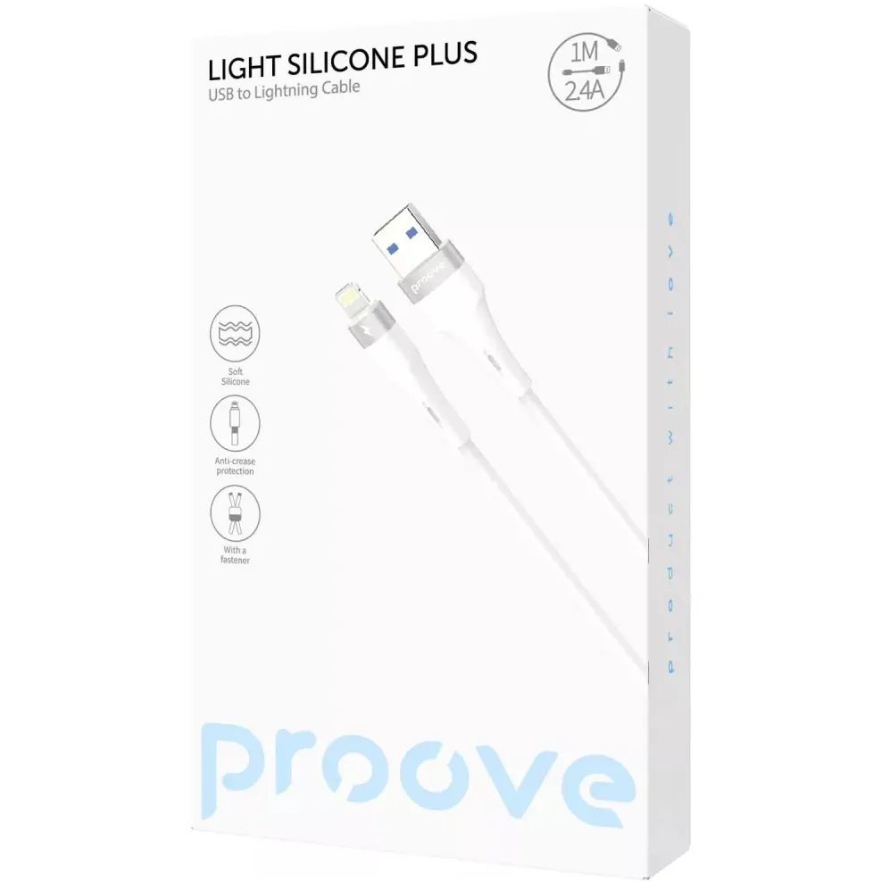 Кабель Proove Light Silicone Plus USB-A to Lightning 12W 1 м, White (CCLS12001102) - мініатюра 2