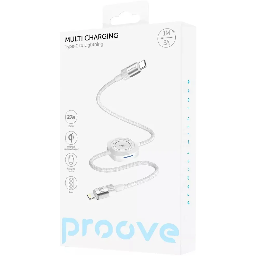 Кабель Proove Multi Charging USB Type-C to Lightning 27W 1 м, White (CCMT27004101) - мініатюра 2