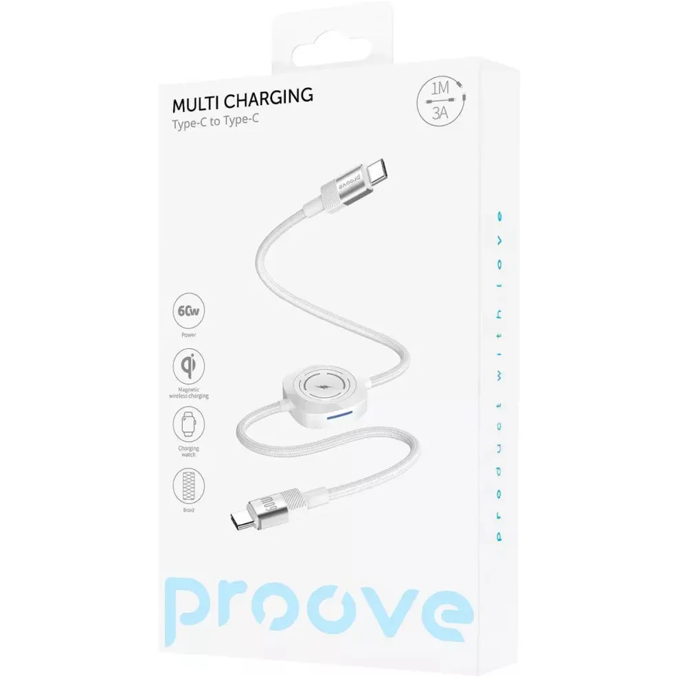 Кабель Proove Multi Charging USB Type-C to USB Type-C 60W 1 м, White (CCMT27002101) - мініатюра 2