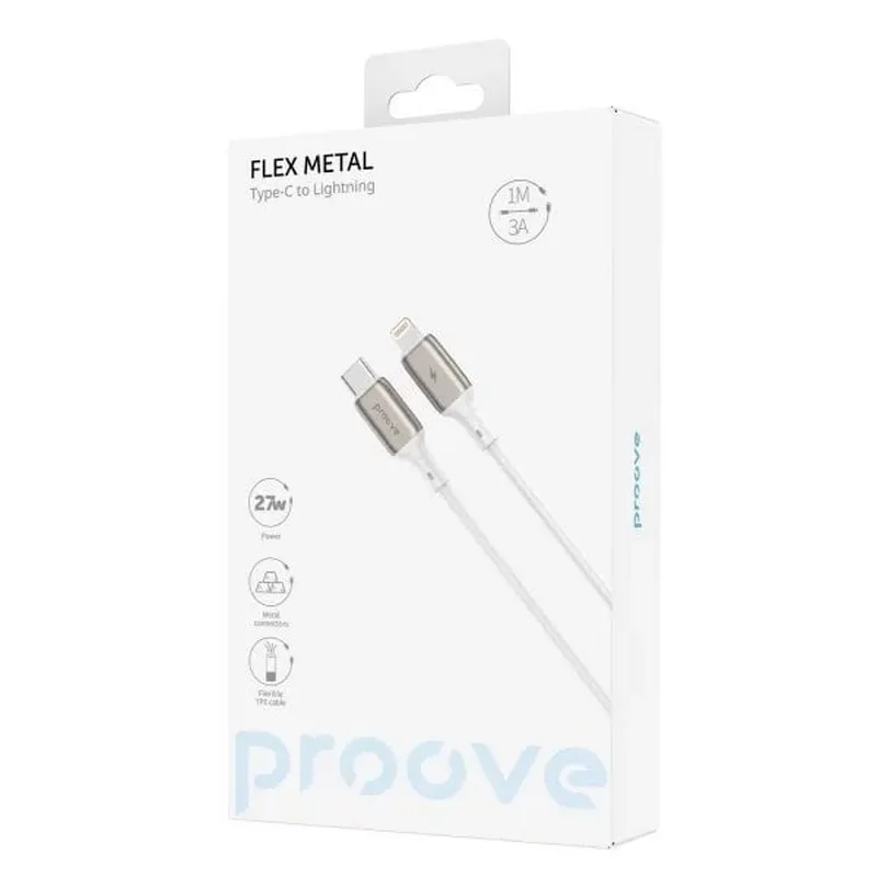 Кабель Proove Flex Metal USB-C - Lightning (M/M), 27W, 1 м, White (CCFM27002102) - мініатюра 2