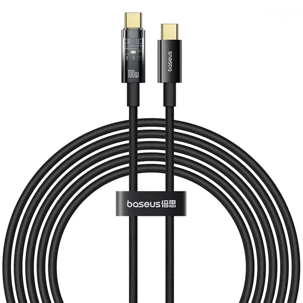 Кабель Baseus Explorer Series Auto Power-Off USB Type-C - USB Type-C (M/M), 100W, 1 м, Black (P10319703111-00) - зображення 1
