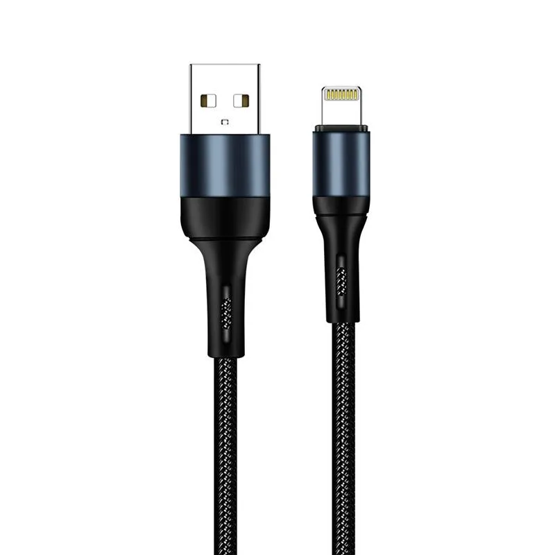 Кабель ColorWay USB - Lightning (M/M), nylon, 2.4 А, 1 м, Black (CW-CBUL045-BK) - зображення 1