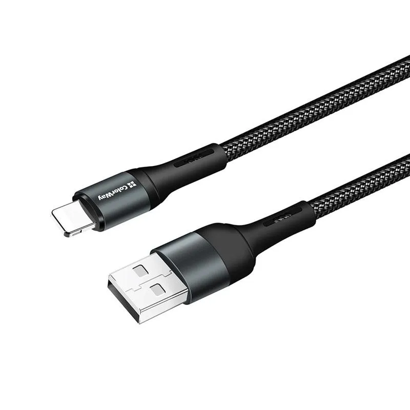 Кабель ColorWay USB - Lightning (M/M), nylon, 2.4 А, 1 м, Black (CW-CBUL045-BK) - мініатюра 5
