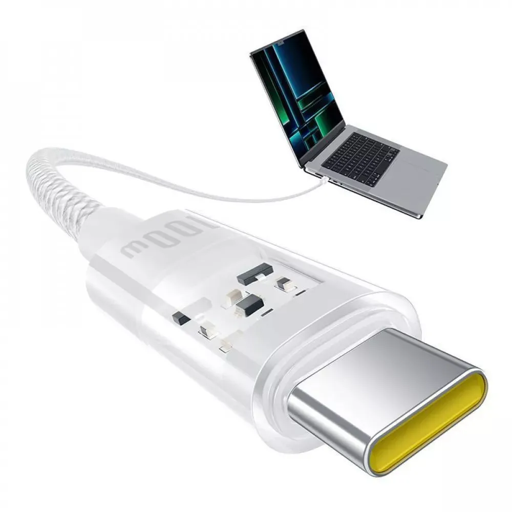 Кабель Baseus Gem Fast-Charging USB Type-C - USB Type-C (M/M), 100W, 2 м, White (P10373000211-01) - мініатюра 3