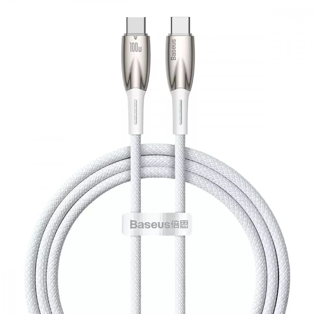 Кабель Baseus Glimmer Series Fast Charging USB Type-C - USB Type-C (M/M), 100W, 1 м, White (CADH000702) - зображення 1