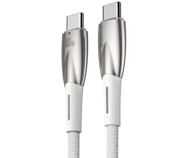 Кабель Baseus Glimmer Series Fast Charging USB Type-C - USB Type-C (M/M), 100W, 1 м, White (CADH000702) - мініатюра 2
