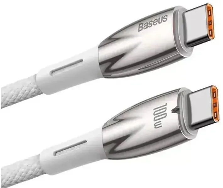 Кабель Baseus Glimmer Series Fast Charging USB Type-C - USB Type-C (M/M), 100W, 1 м, White (CADH000702) - мініатюра 3