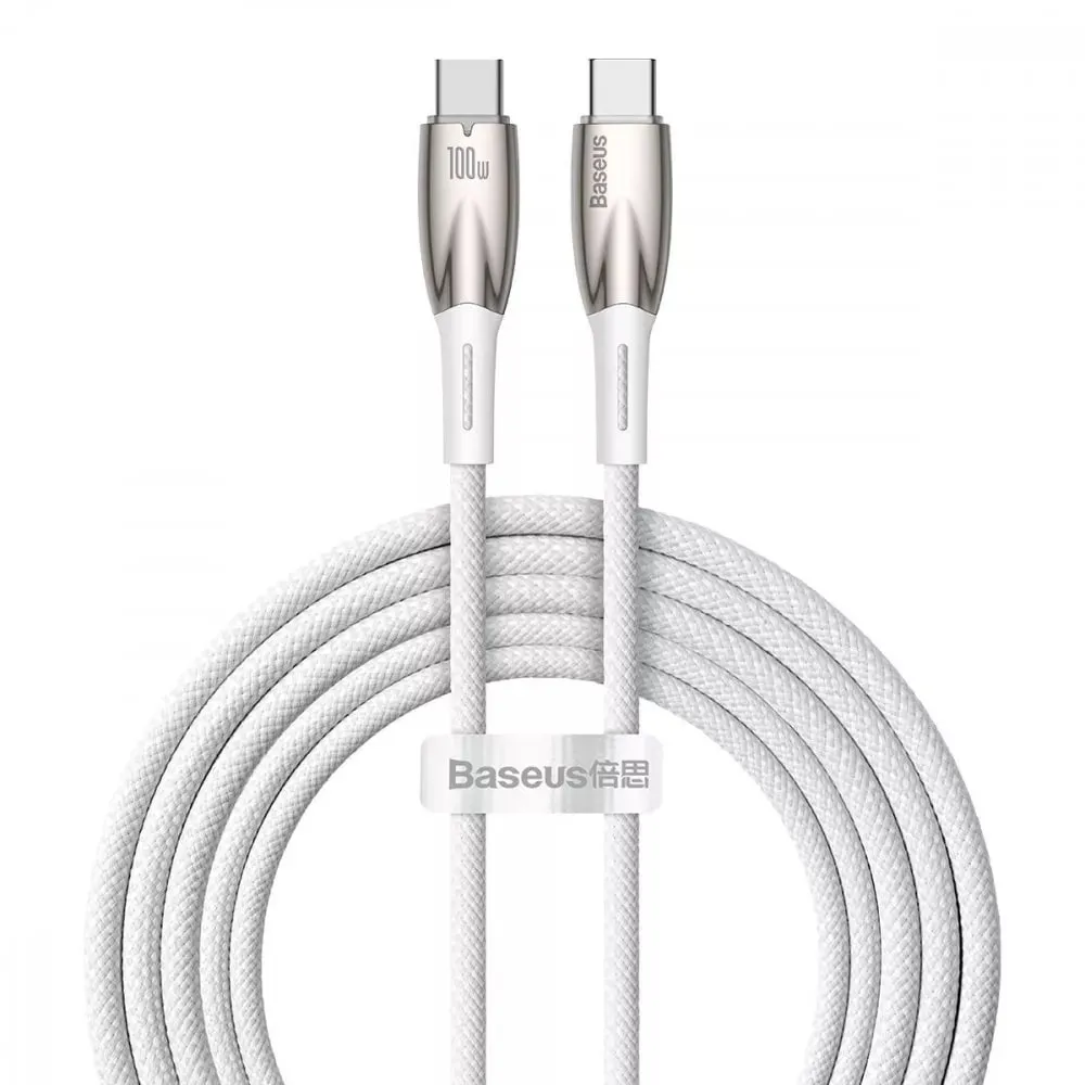 Кабель Baseus Glimmer Series Fast Charging USB Type-C - USB Type-C (M/M), 100W, 2 м, White (CADH000802) - зображення 1
