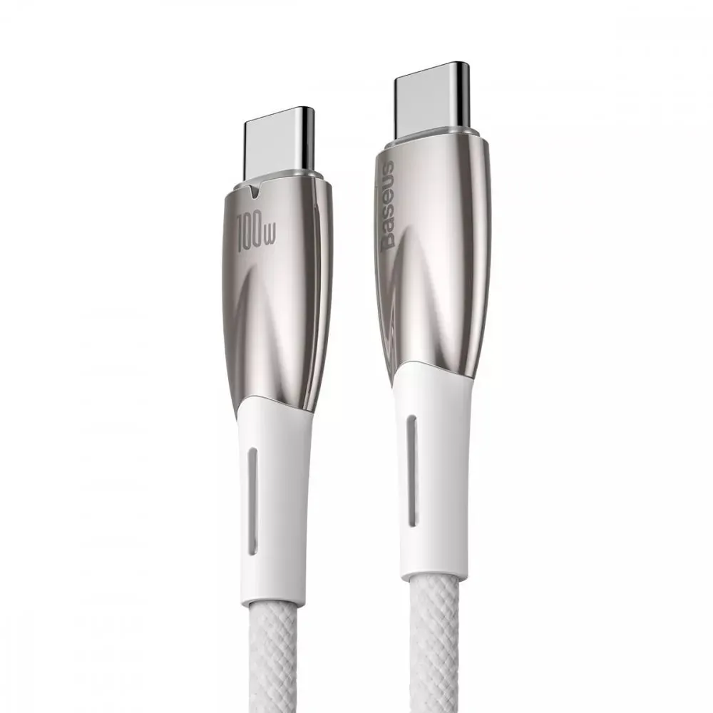 Кабель Baseus Glimmer Series Fast Charging USB Type-C - USB Type-C (M/M), 100W, 2 м, White (CADH000802) - мініатюра 2