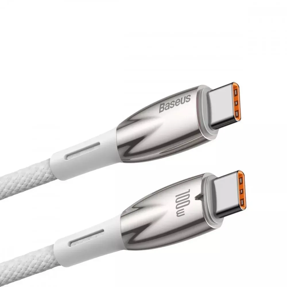 Кабель Baseus Glimmer Series Fast Charging USB Type-C - USB Type-C (M/M), 100W, 2 м, White (CADH000802) - мініатюра 3