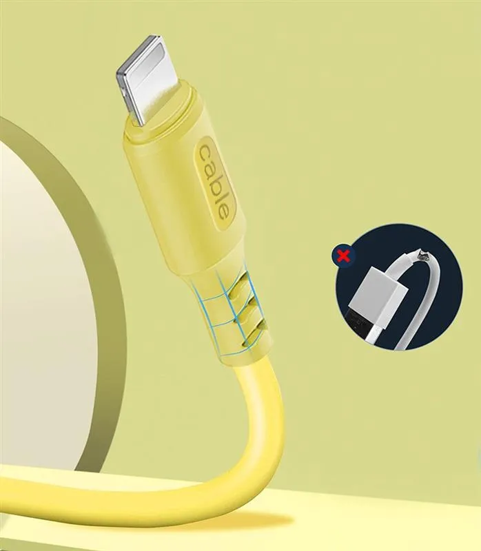 Кабель ColorWay USB - Lightning (M/M), soft silicone, 2.4 А, 1 м, Yellow (CW-CBUL043-Y) - мініатюра 3