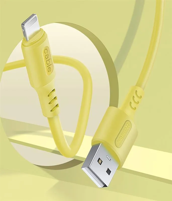 Кабель ColorWay USB - Lightning (M/M), soft silicone, 2.4 А, 1 м, Yellow (CW-CBUL043-Y) - мініатюра 5