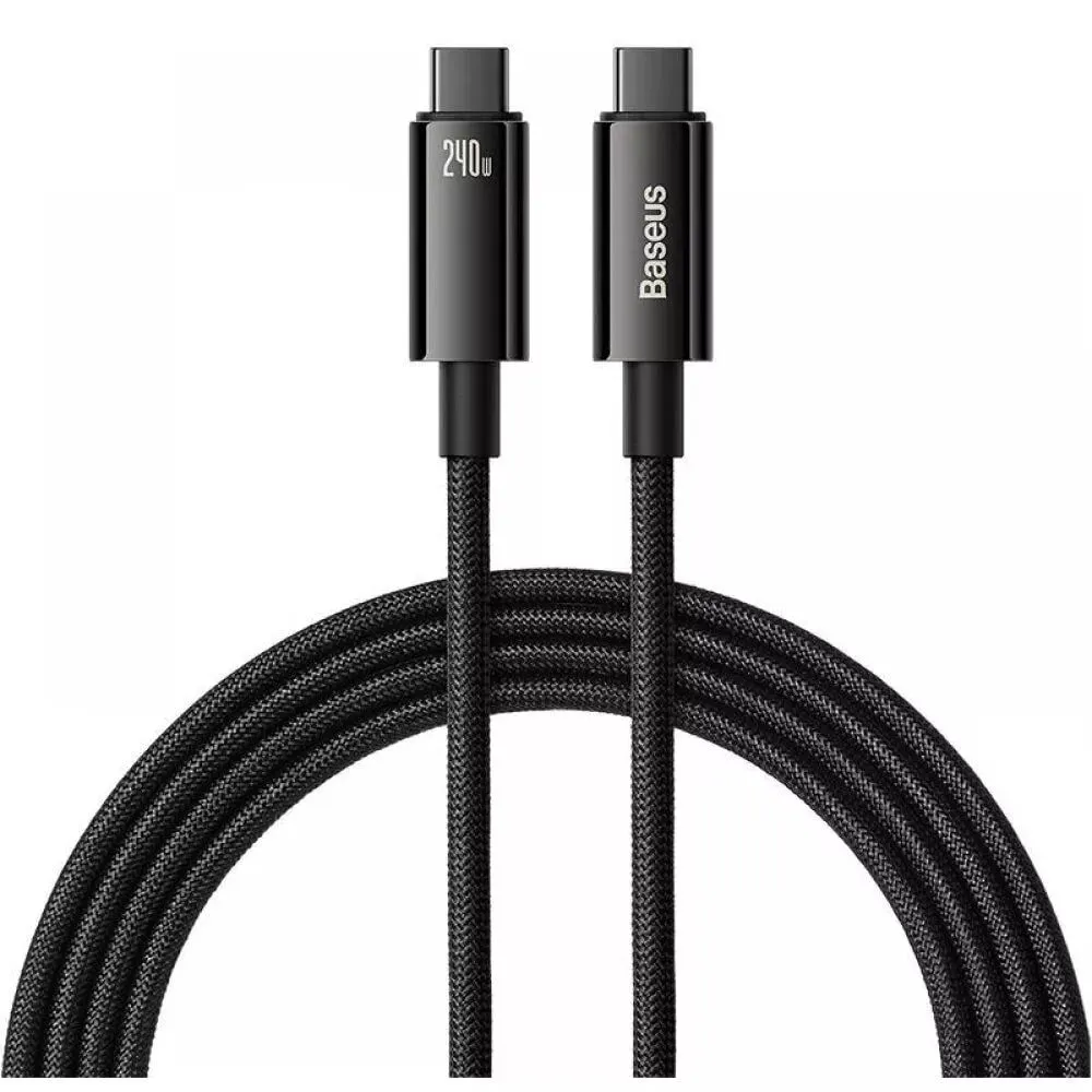 Кабель Baseus Tungsten Gold Fast Charging USB Type-C - USB Type-C (M/M), 240W, 3 м, Black (CAWJ040201) - зображення 1