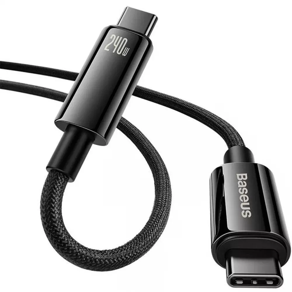 Кабель Baseus Tungsten Gold Fast Charging USB Type-C - USB Type-C (M/M), 240W, 3 м, Black (CAWJ040201) - мініатюра 2