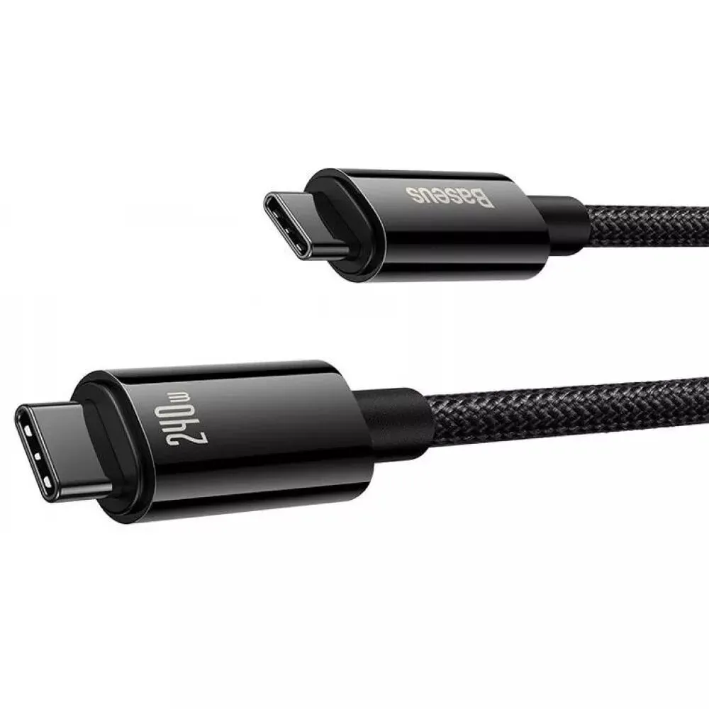 Кабель Baseus Tungsten Gold Fast Charging USB Type-C - USB Type-C (M/M), 240W, 3 м, Black (CAWJ040201) - мініатюра 3
