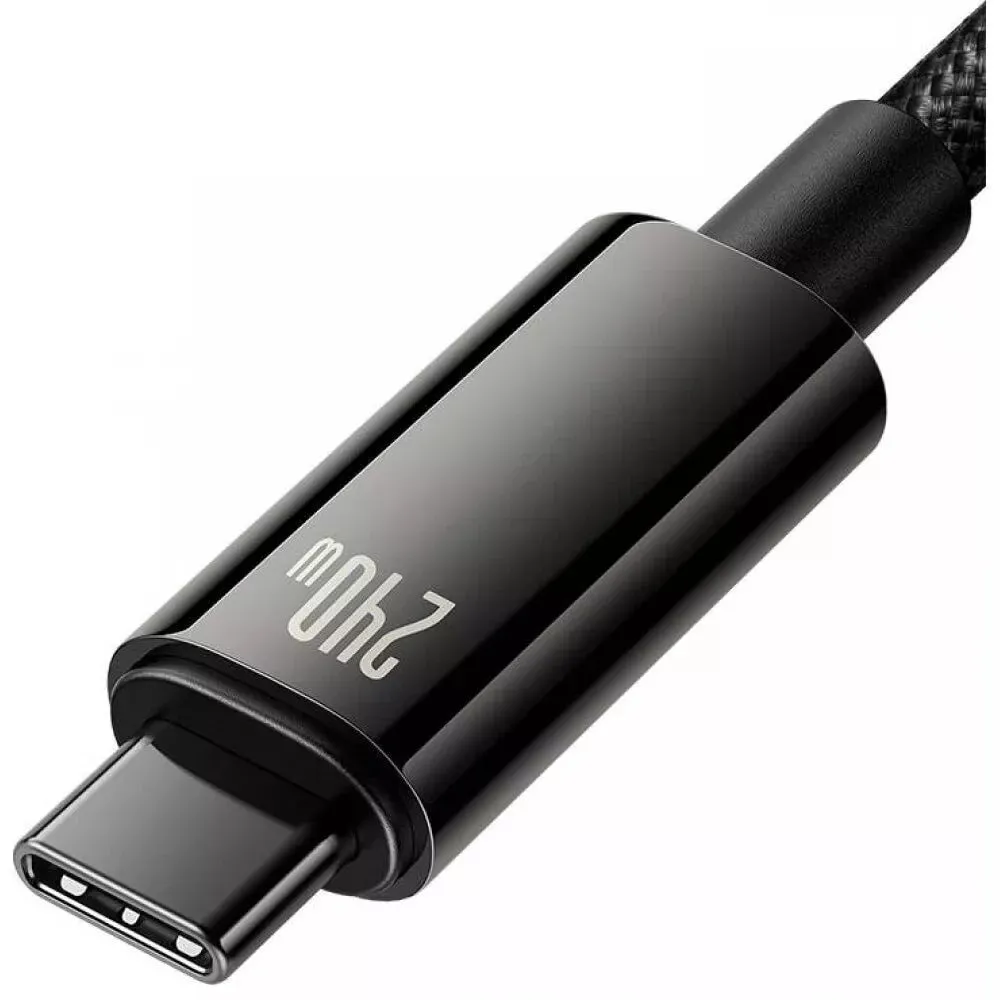 Кабель Baseus Tungsten Gold Fast Charging USB Type-C - USB Type-C (M/M), 240W, 3 м, Black (CAWJ040201) - мініатюра 4