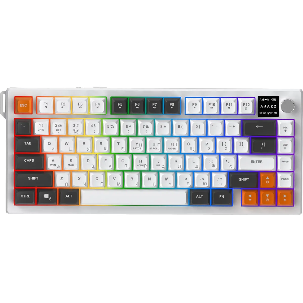 Клавіатура бездротова Ajazz AF82 Gray/White/Orange (AF82-GWO) - зображення 1