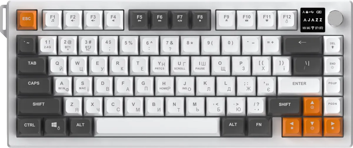 Клавіатура бездротова Ajazz AF82 Gray/White/Orange (AF82-GWO) - мініатюра 2