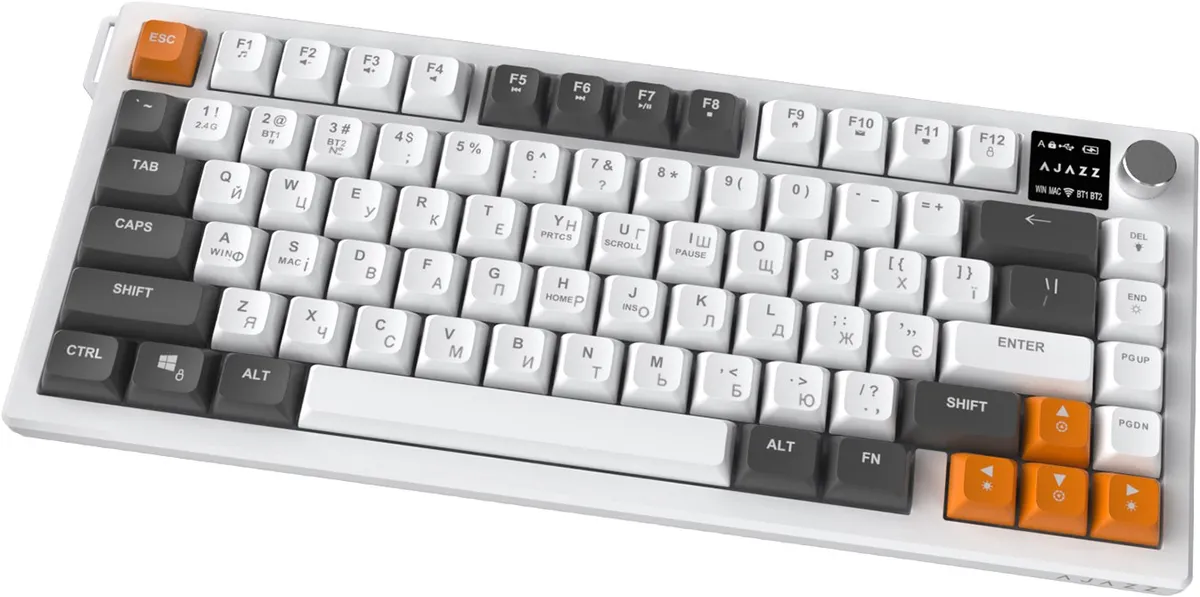 Клавіатура бездротова Ajazz AF82 Gray/White/Orange (AF82-GWO) - мініатюра 3