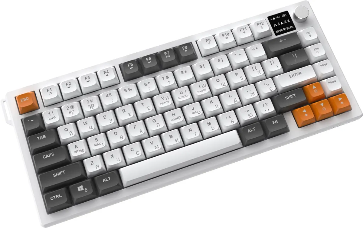 Клавіатура бездротова Ajazz AF82 Gray/White/Orange (AF82-GWO) - мініатюра 4