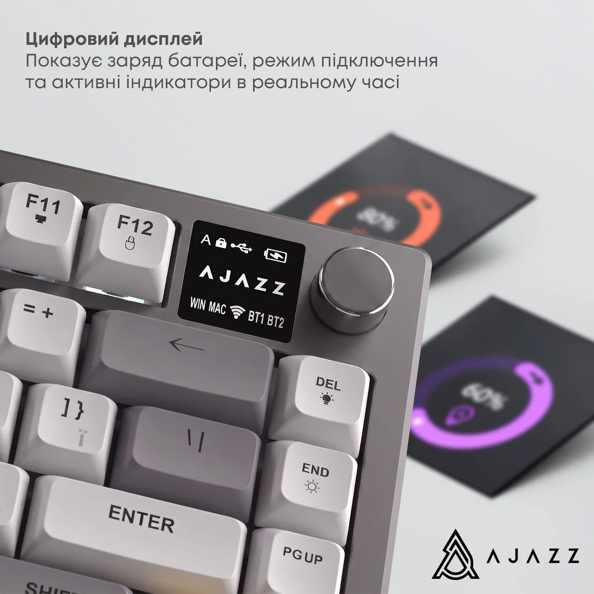 Клавіатура бездротова Ajazz AF82 Gray/White/Orange (AF82-GWO) - мініатюра 8