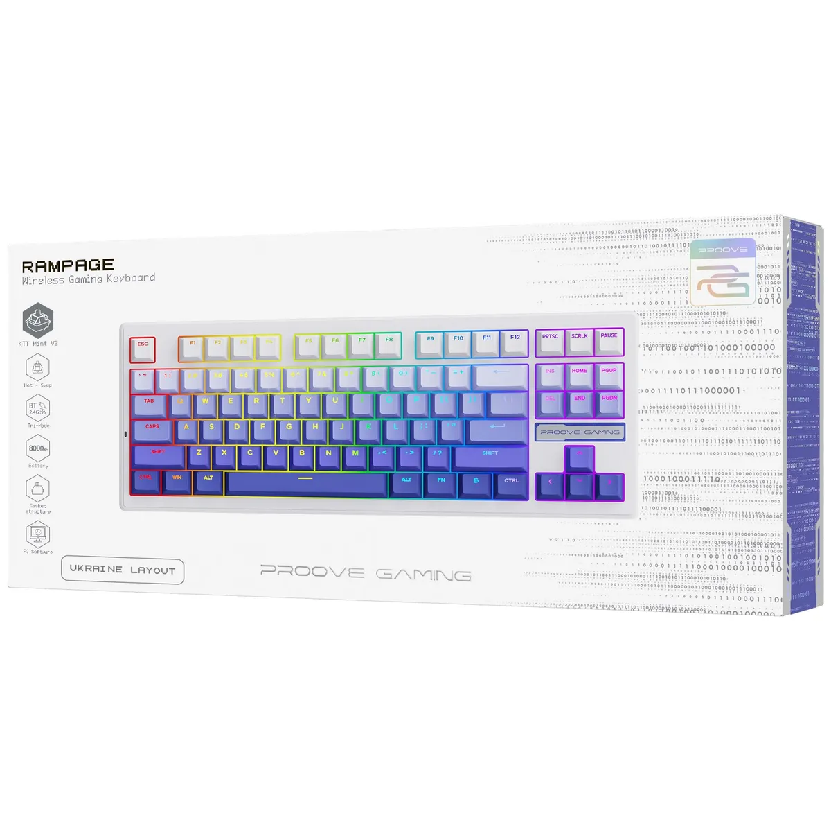 Клавіатура бездротова Proove Gaming Rampage Gradient Purple/White - мініатюра 10